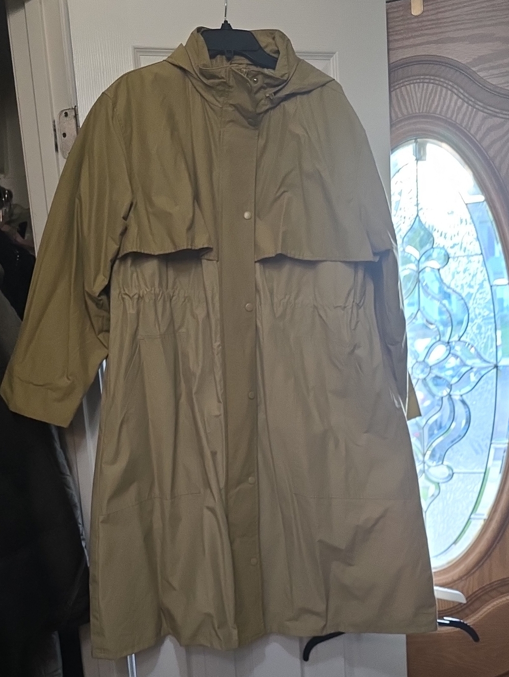 a new day Olive Green Hooded Trench Raincoat